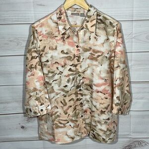 Linen Chico’s Top Three Quarter Sleeves Size L/12/Chico’s 2